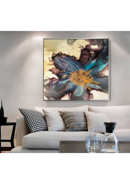 |metal Çerçeveli Kanvas Tablo Soyut Çiçek Desen |ckkare