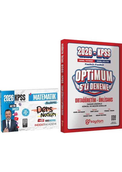 2026 Kpss Genel Yetenek Genel Kültür Matematik Akademisi Ders Notları - Optimum 5 Deneme