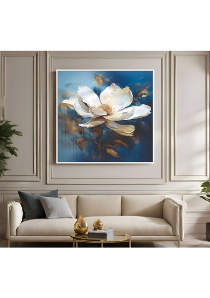 |metal Çerçeveli Kanvas Tablo Mavi-Beyaz Çiçek Desen |ckkare fiyatları