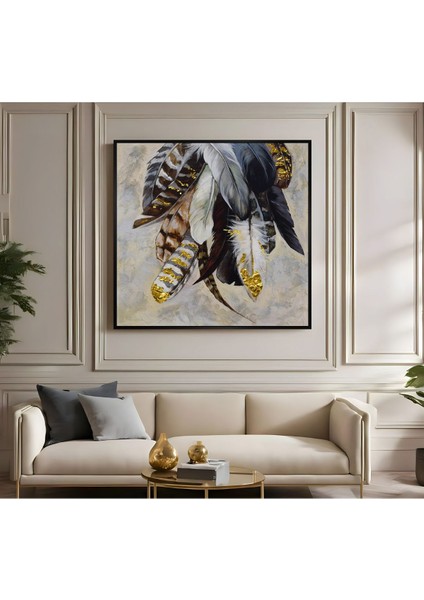 |metal Çerçeveli Kanvas Tablo Tüy Desenli Model |ckkare fiyatları