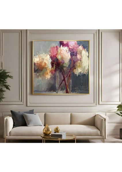 |metal Çerçeveli Kanvas Tablo Pembe Çiçek Desen |ckkare fiyatları