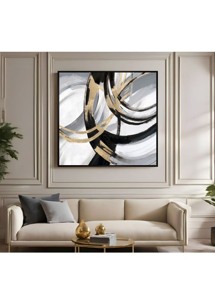 |metal Çerçeveli Kanvas Tablo Gri-Siyah Soyut Desen |ckkare fiyatları