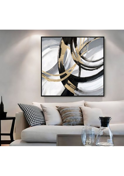 |metal Çerçeveli Kanvas Tablo Gri-Siyah Soyut Desen |ckkare modelleri
