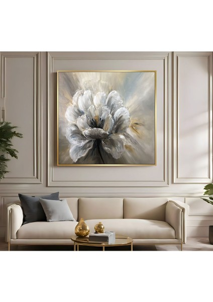 |metal Çerçeveli Kanvas Tablo Gri Çiçek Soyut Modeli |ckkare fiyatları