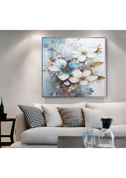 |metal Çerçeveli Kanvas Tablo Soft Çiçek Desen |ckkare
