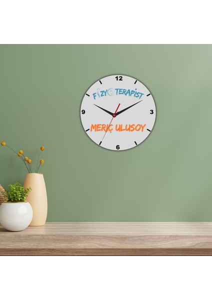 Fizyoterapistlere Özel Isim Yazılı Cam Duvar Saati modelleri