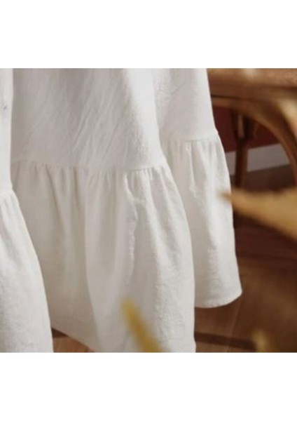 Bej Fırfırlı Buldan Keten Ham Vintage Runner, Şık ve Doğal Dekoratif Ürün fiyatları