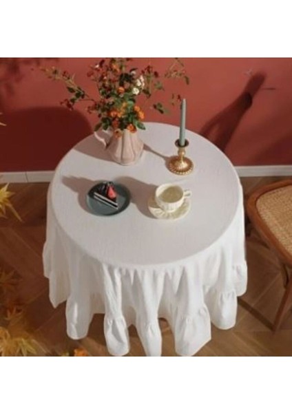 Bej Fırfırlı Buldan Keten Ham Vintage Runner, Şık ve Doğal Dekoratif Ürün modelleri