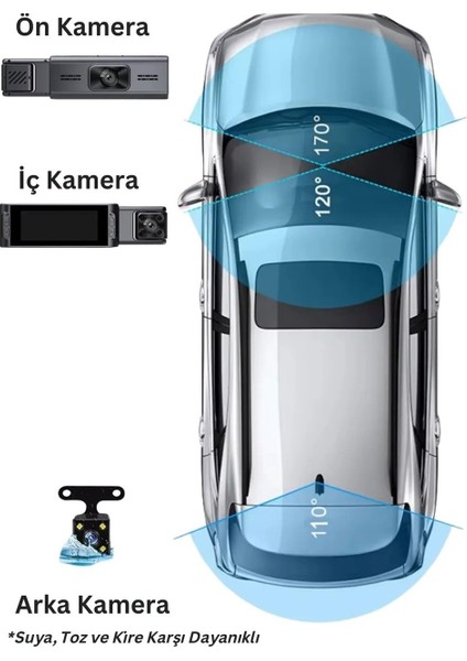 Wifi K16 1080P Ekranlı 3 Kameralı Araç Kamerası modelleri
