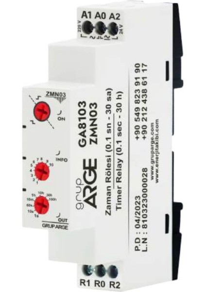 ZMN03 ,ray/dın 24V..220VAC/DC KONTAK-1A1K 30-Saat Zaman Röle
