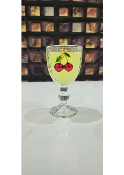 Turuncu 2'li Kristal Cam Kahve Yanı Su Bardağı, Kiraz Desenli, 75ML modelleri