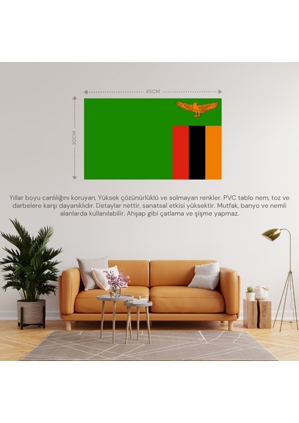 Zambiya Ülke Bayrağı 45X30CM Duvar Tablosu Çerçevesiz Pvc Tablo fiyatları