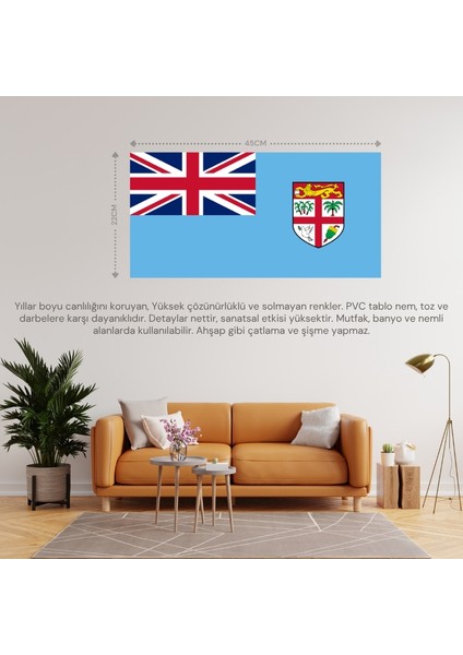 Fiji Ülke Bayrağı 45X22CM Duvar Tablosu Çerçevesiz Pvc Tablo fiyatları