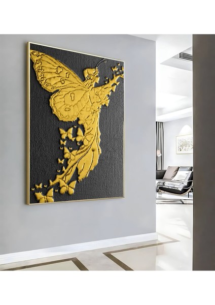 |gold Soyut Melek ( CKD-102) |çerçeveli Kanvas Tablo Ckdikey