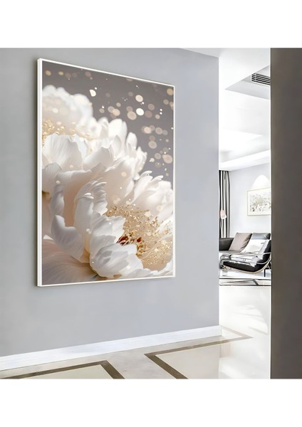 |sevilen Beyaz Çiçek Modeli ( CKD-135) |çerçeveli Kanvas Tablo Ckdikey