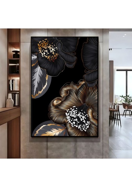 |siyah Gold Çiçek Deseni ( CKD-104) |çerçeveli Kanvas Tablo Ckdikey fiyatları