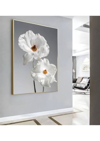 |sevilen Beyaz Çiçek Modeli ( CKD-113) |çerçeveli Kanvas Tablo Ckdikey