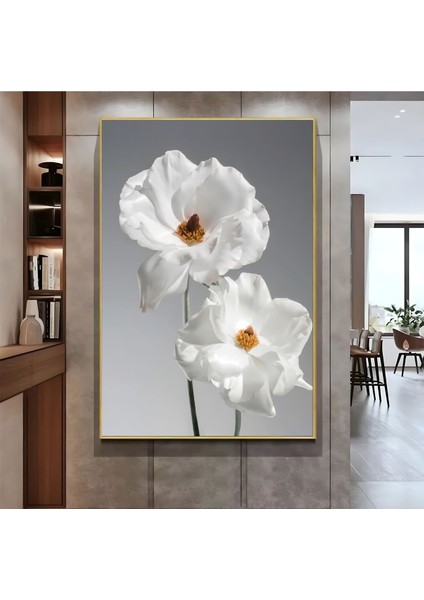 |sevilen Beyaz Çiçek Modeli ( CKD-113) |çerçeveli Kanvas Tablo Ckdikey fiyatları