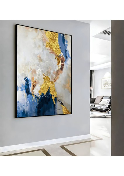 |lacivert Gold Soyut Deseni ( CKD-111) |çerçeveli Kanvas Tablo Ckdikey