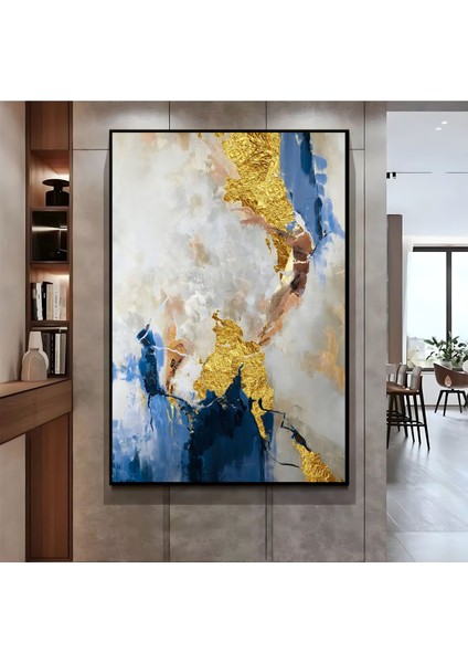 |lacivert Gold Soyut Deseni ( CKD-111) |çerçeveli Kanvas Tablo Ckdikey fiyatları