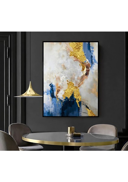 |lacivert Gold Soyut Deseni ( CKD-111) |çerçeveli Kanvas Tablo Ckdikey modelleri