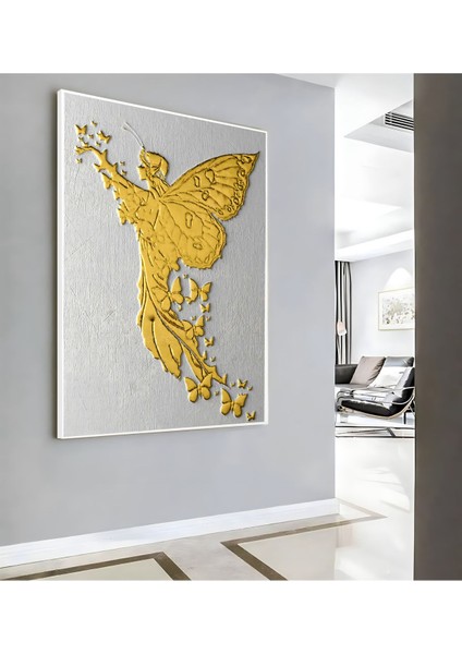 |gold Soyut Melek Desen ( CKD-103) |çerçeveli Kanvas Tablo Ckdikey