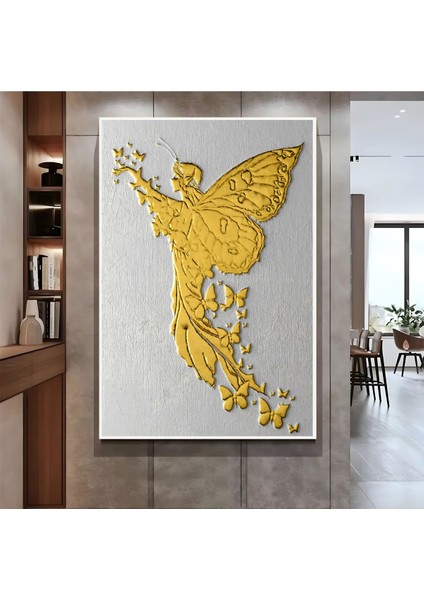 |gold Soyut Melek Desen ( CKD-103) |çerçeveli Kanvas Tablo Ckdikey fiyatları
