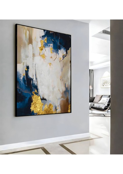 |lacivert Gold Soyut Deseni ( CKD-106) |çerçeveli Kanvas Tablo Ckdikey