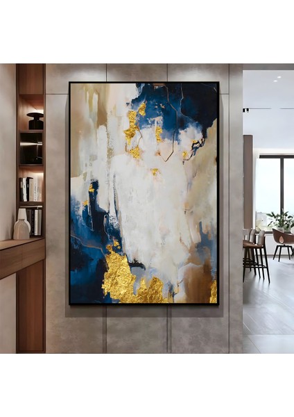 |lacivert Gold Soyut Deseni ( CKD-106) |çerçeveli Kanvas Tablo Ckdikey fiyatları