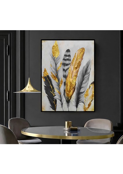 |gri Gold Tüy Deseni ( CKD-107) |çerçeveli Kanvas Tablo Ckdikey modelleri