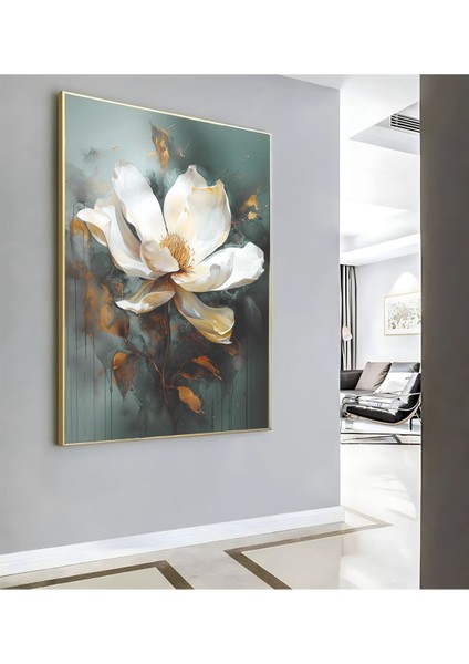 |soft Turkuaz Beyaz Çiçek ( CKD-143) |çerçeveli Kanvas Tablo Ckdikey