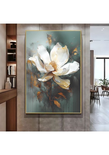 |soft Turkuaz Beyaz Çiçek ( CKD-143) |çerçeveli Kanvas Tablo Ckdikey fiyatları