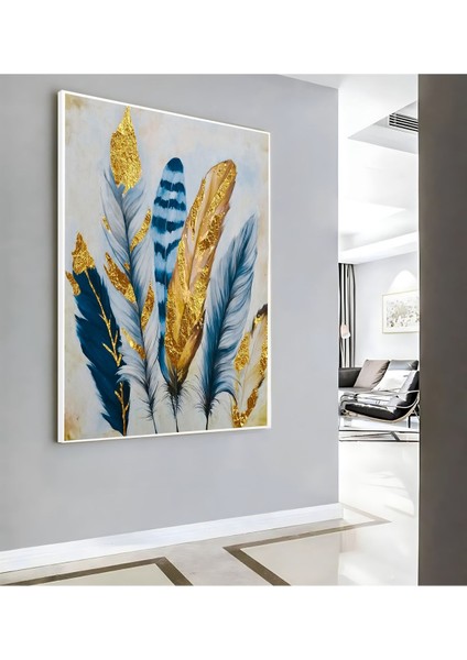 |lacivert Gold Tüy Deseni ( CKD-109) |çerçeveli Kanvas Tablo Ckdikey