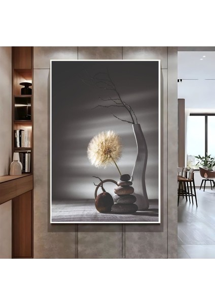 |soft Gri Çiçek Dekoru ( CKD-057) |çerçeveli Kanvas Tablo Ckdikey