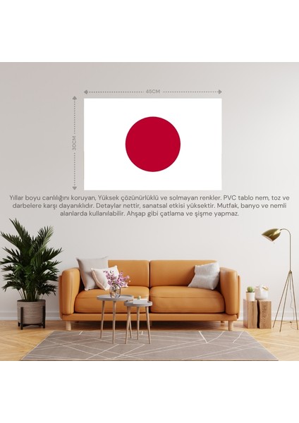 Japonya Ülke Bayrağı 45X30CM Duvar Tablosu Çerçevesiz Pvc Tablo fiyatları