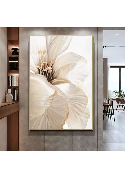 |krem Çiçek Modeli ( CKD-073) |çerçeveli Kanvas Tablo Ckdikey