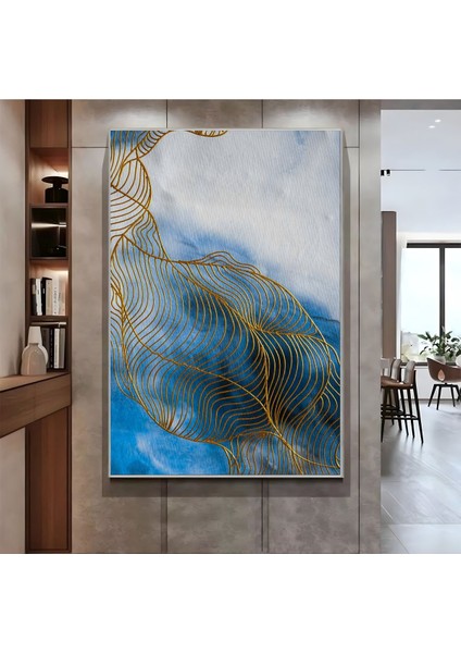 |lacivert Gold Soyut Desen ( CKD-087) |çerçeveli Kanvas Tablo Ckdikey