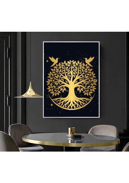 |gold Yaşam Ağacı ( CKD-013) |çerçeveli Kanvas Tablo Ckdikey