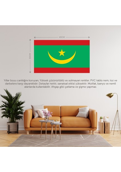 Moritanya Ülke Bayrağı 45X30CM Duvar Tablosu Çerçevesiz Pvc Tablo fiyatları