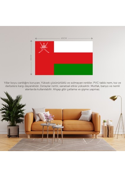 Umman Ülke Bayrağı 45X26CM Duvar Tablosu Çerçevesiz Pvc Tablo fiyatları