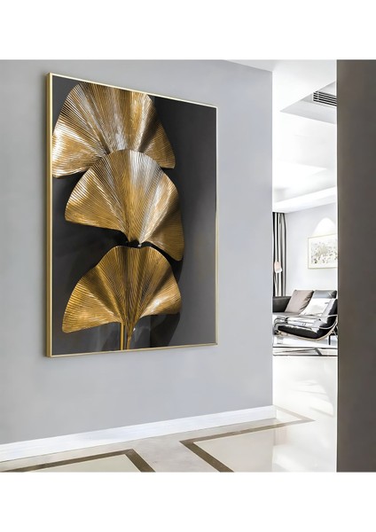 | Gold Bohem Yaprak Model ( CKD-090) |çerçeveli Kanvas Tablo Ckdikey modelleri