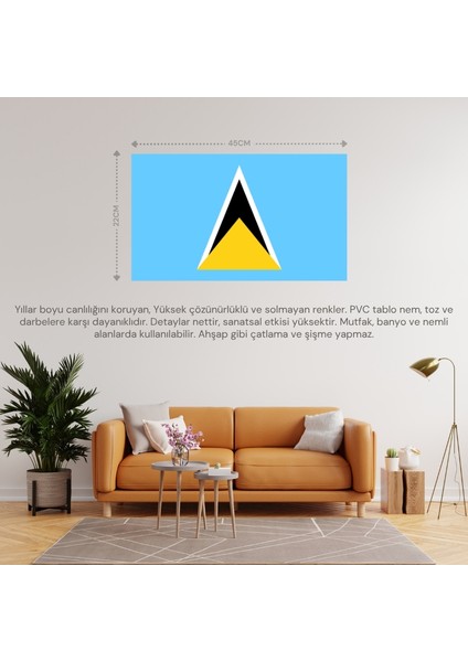 Santa Lucia Ülke Bayrağı 45X22CM Duvar Tablosu Çerçevesiz Pvc Tablo fiyatları