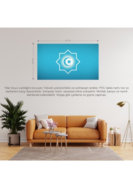 Türk Devletleri Bayrağı 45X25CM Duvar Tablosu Çerçevesiz Pvc Tablo fiyatları