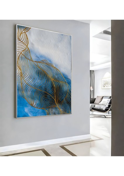 |lacivert Gold Soyut Desen ( CKD-087) |çerçeveli Kanvas Tablo Ckdikey modelleri