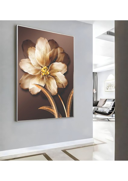 |krem Gold Çiçek Modeli ( CKD-095) |çerçeveli Kanvas Tablo Ckdikey modelleri