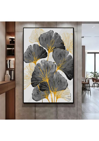 |siyah-Gold Çiçek Soyut Model ( CKD-079) |çerçeveli Kanvas Tablo Ckdikey