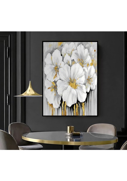 |beyaz Gold Çiçek ( CKD-069) |çerçeveli Kanvas Tablo Ckdikey fiyatları
