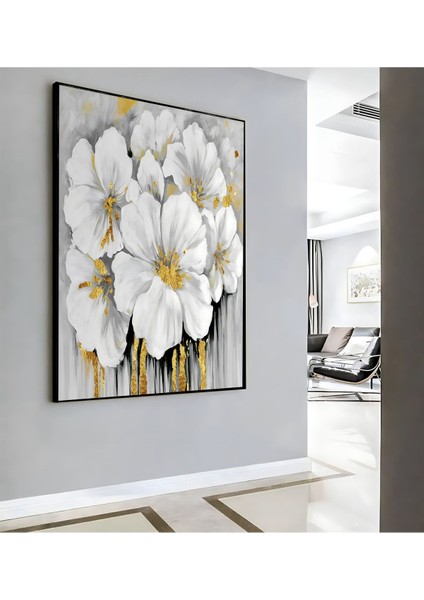 |beyaz Gold Çiçek ( CKD-069) |çerçeveli Kanvas Tablo Ckdikey modelleri