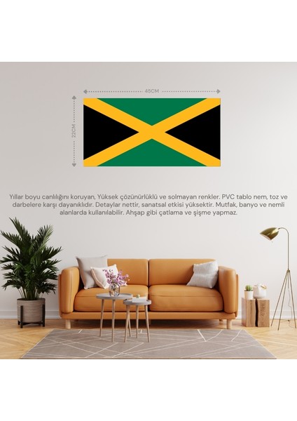 Jamaika Ülke Bayrağı 45X22CM Duvar Tablosu Çerçevesiz Pvc Tablo fiyatları