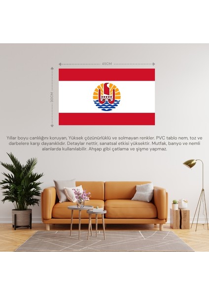 Fransız Polinezyası Ülke Bayrağı 45X30CM Duvar Tablosu Çerçevesiz Pvc Tablo fiyatları